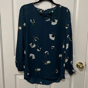 Maurice’s blue floral long sleeve blouse size medium